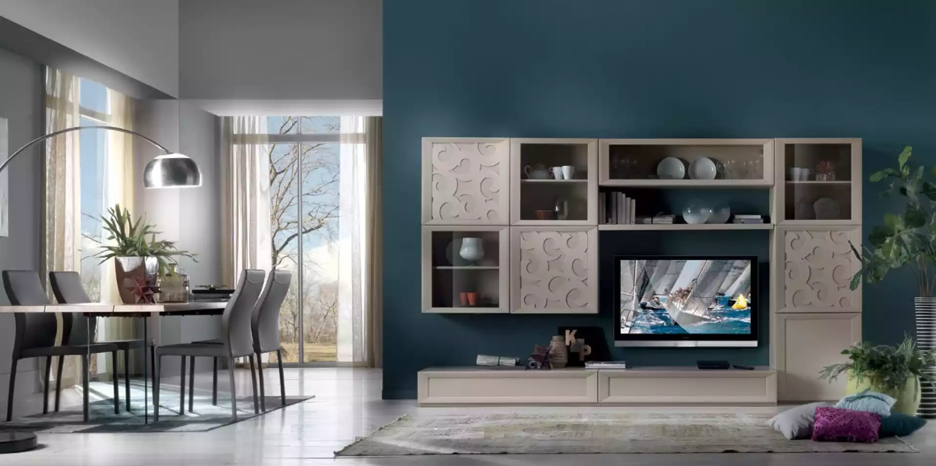 Wohnzimmer Set Vitrine Kommode Wohnwände TV-Ständer Design Schrank Neu