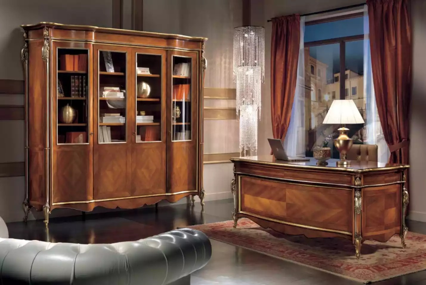 Büro Schreibtisch Komplettes Set Möbel Tische Italien Tisch 2tlg.