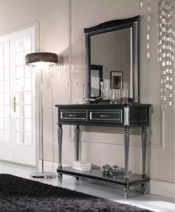 Konsolentisch mit Spiegel Luxus Design Konsole Schwarz Klassischer