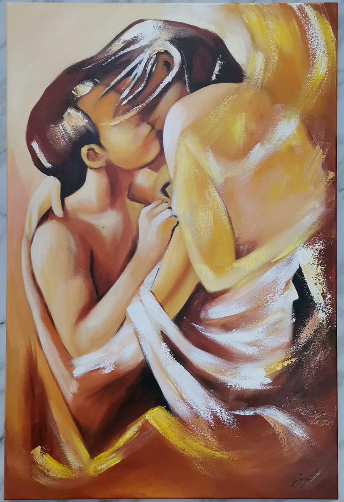 Erotisches Ölbild Mann und Frau Liebe Leidenscchaft SOFORT