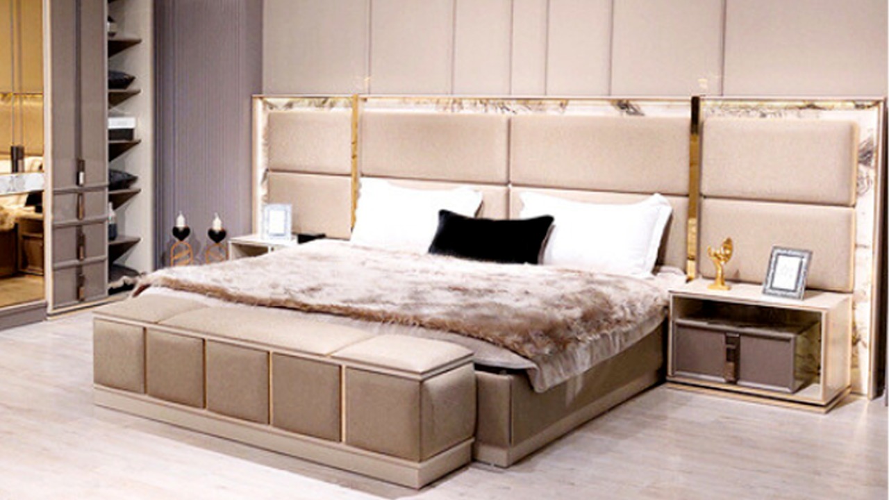 Modern Garnitur Einrichtung Schlafzimmer Bett 2xNachttische Design Möbel Neu