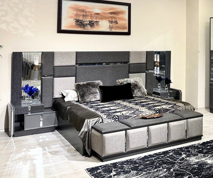Schlafzimmer Luxus Doppelbett 2x Nachttische Komplettes Modern Einrichtung