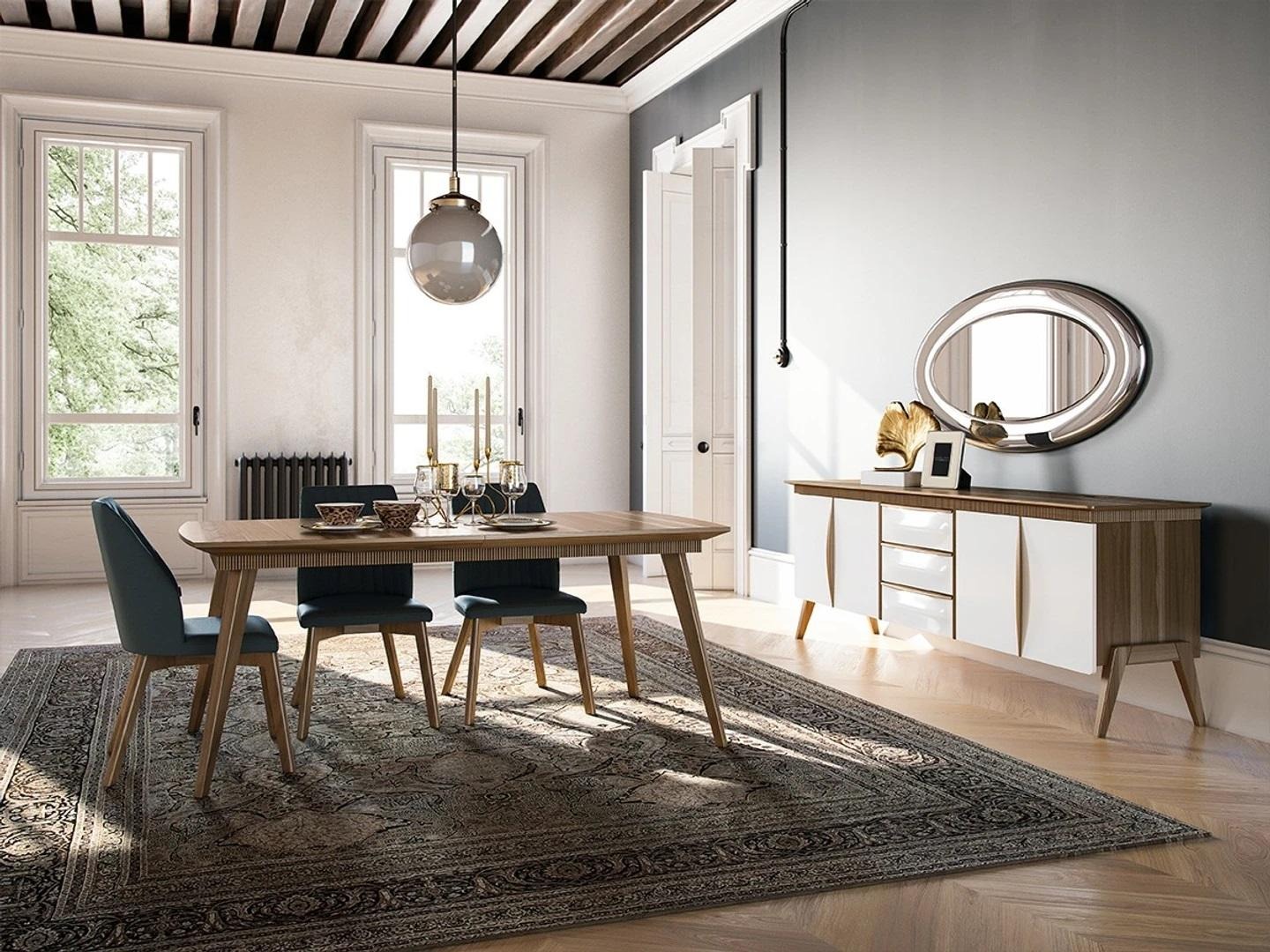 Essgruppe Design Esszimmer Möbel Weiß Luxus Set Esstisch 4x Stühle Sideboard