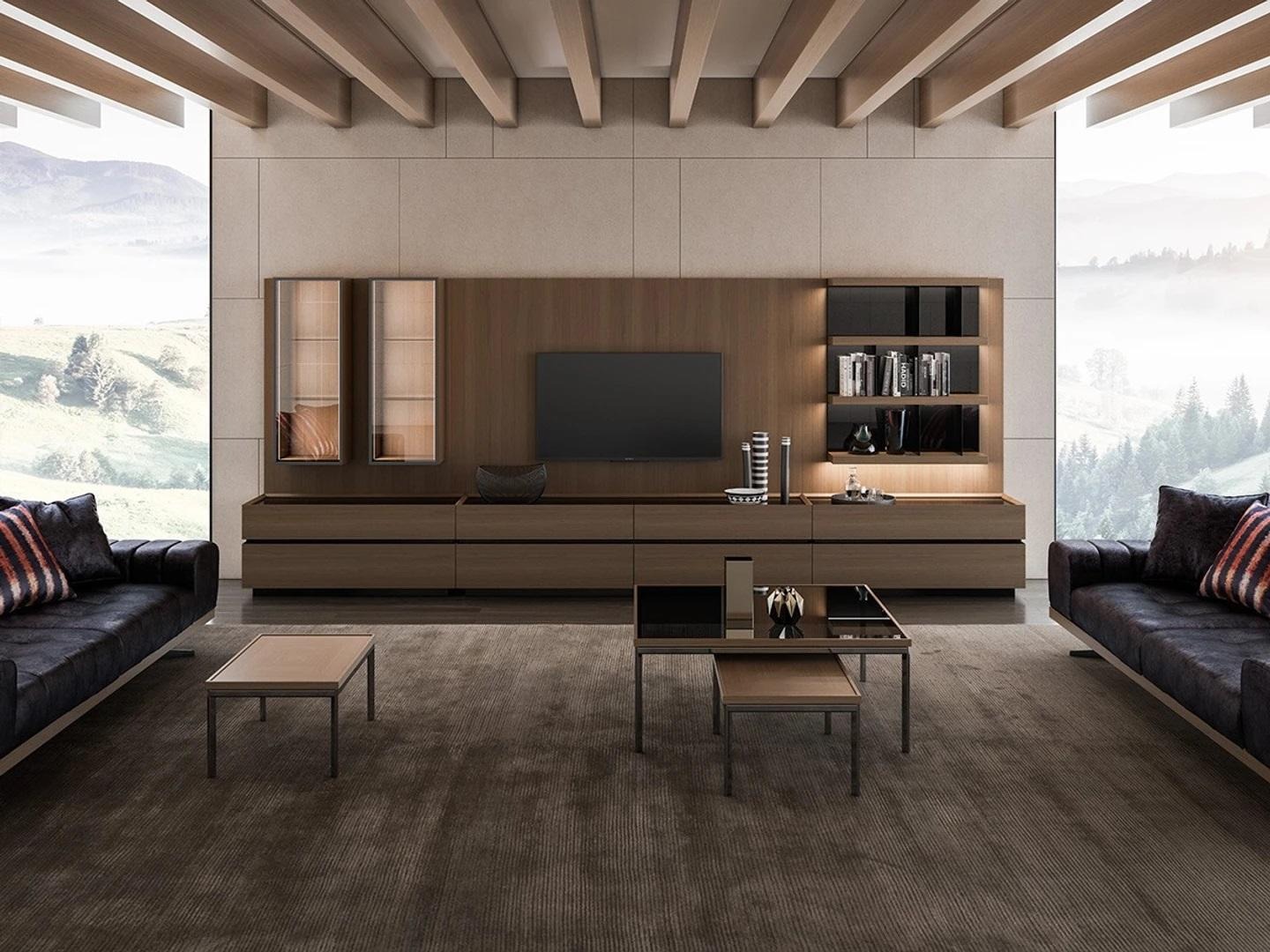 Wohnwand Wohnzimmer TV-Ständer Komplett Wandschrank TV Rahmen Holzmöbel