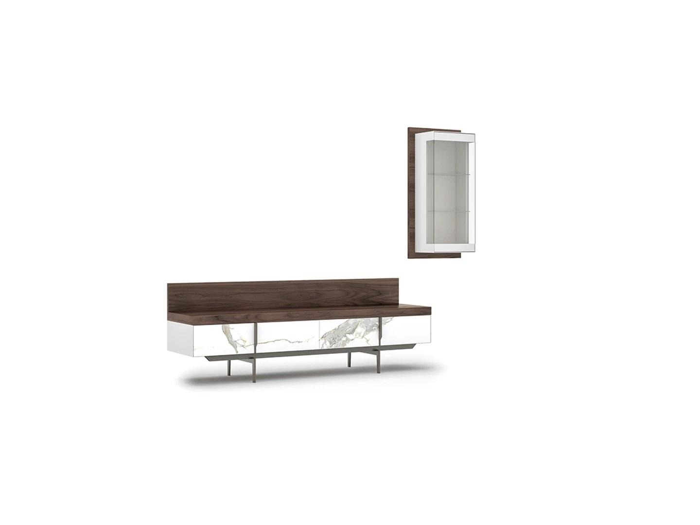 Wohnzimmer Set 2tlg TV-Ständer Komplett Hänge Vitrine Luxus Modern Design