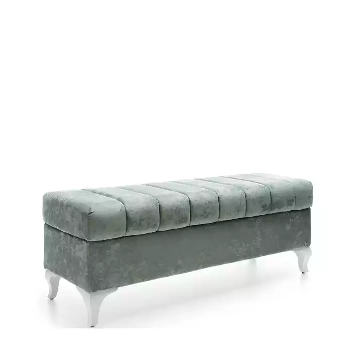 Klassische Sitzbank Design Ottomane Sitzhocker Zweisitzer Textil Fußhocker Neu