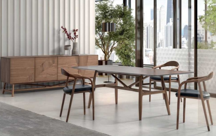 Modernen 6tlg Esszimmer Set Tisch 4x Stühle mit Anrichte Essgarnitur Gruppe