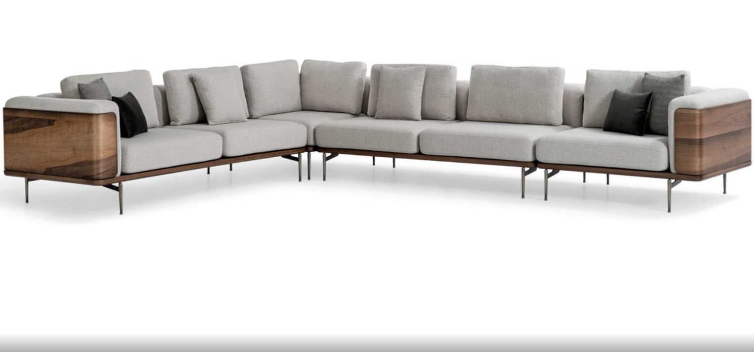 Wohnzimmer Ecksofa L-form Holz Modernen mit Luxus Designen Eckgarnitur