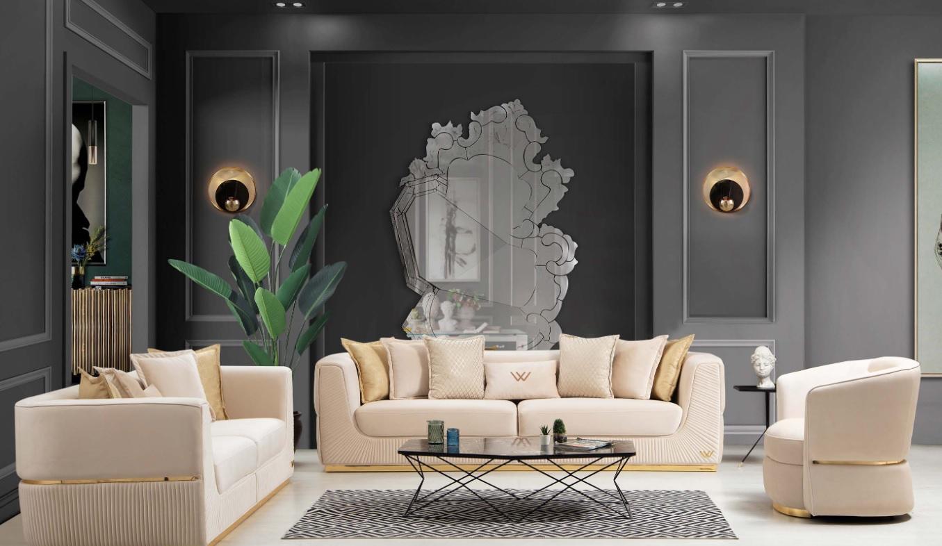 Design Modernes Wohnzimmer Set Sofagarnitur 3+3+1 Wohnzimmer Möbelset
