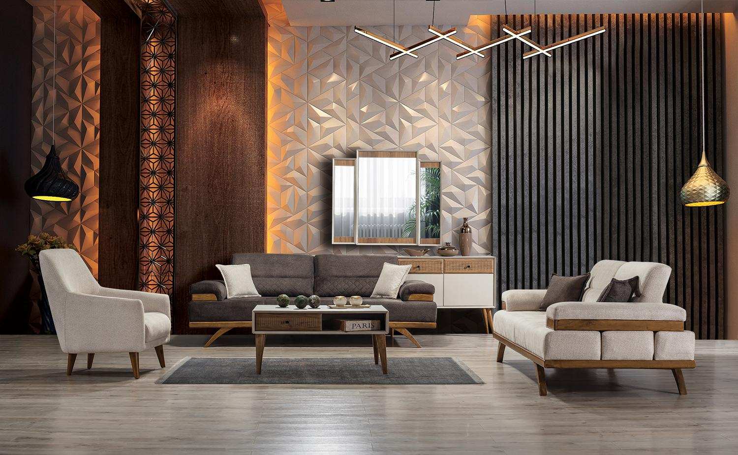 Garnitur Sofagarnitur 3+3+1 Sitzer Couchtisch Gruppe Sofa Sofa 4tlg.