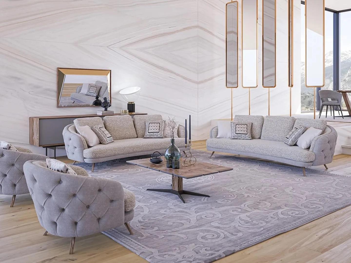 Chesterfield Möbel Sofagarnitur Wohnzimmer Set 5tlg Designer Sessel