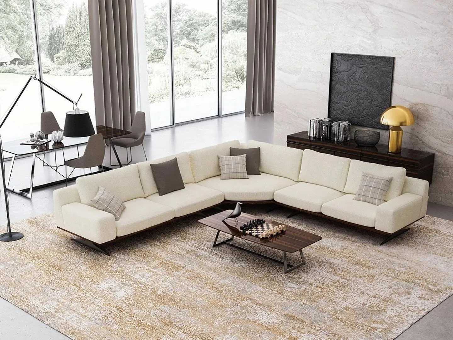 Design Ecksofa L Form Textil Wohnzimmer Couchtisch Luxus Polstermöbel