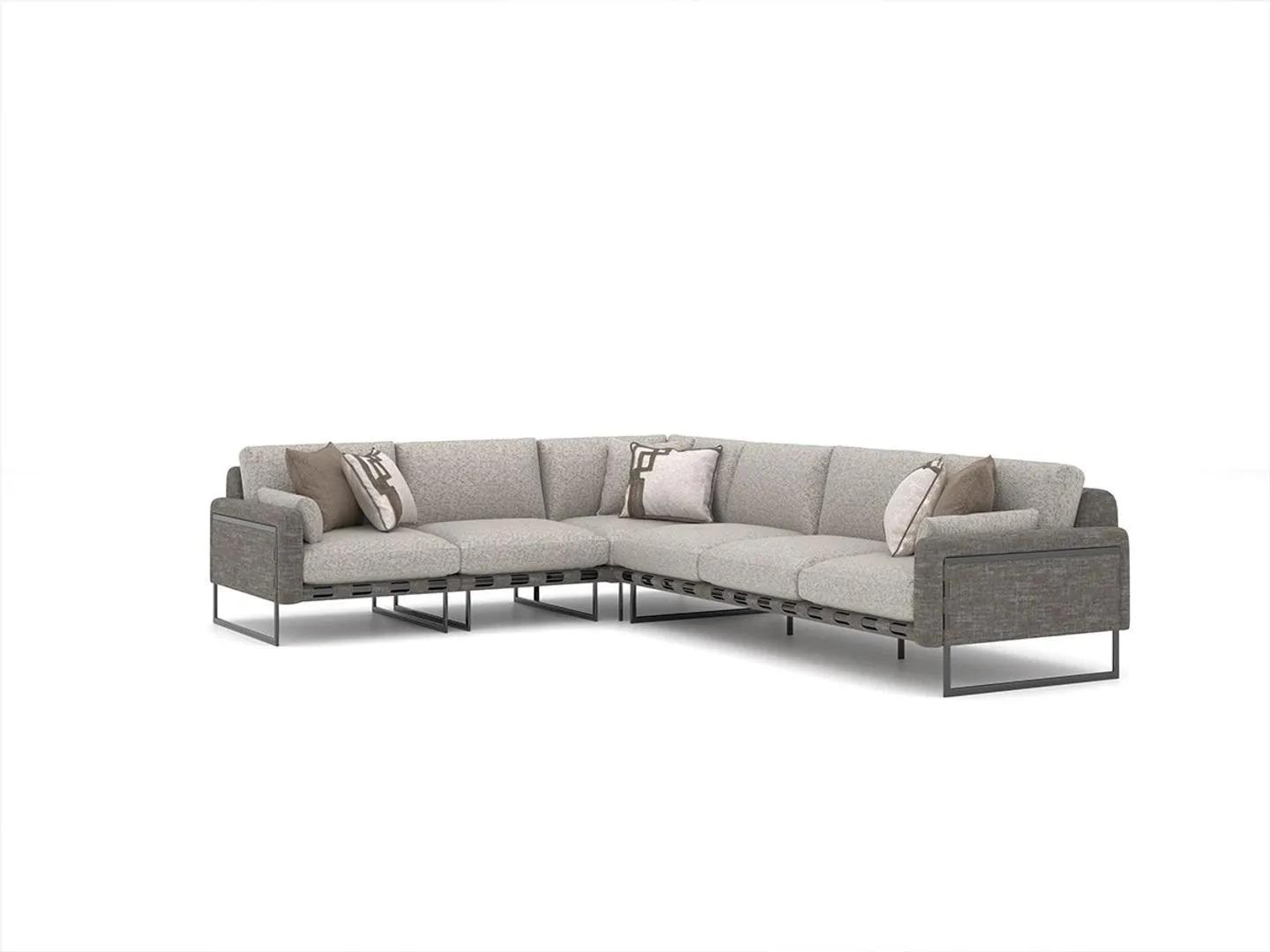 Sofa Couch Grau Polstermöbel Ecksofa L-Form Garnitur Wohnzimmer