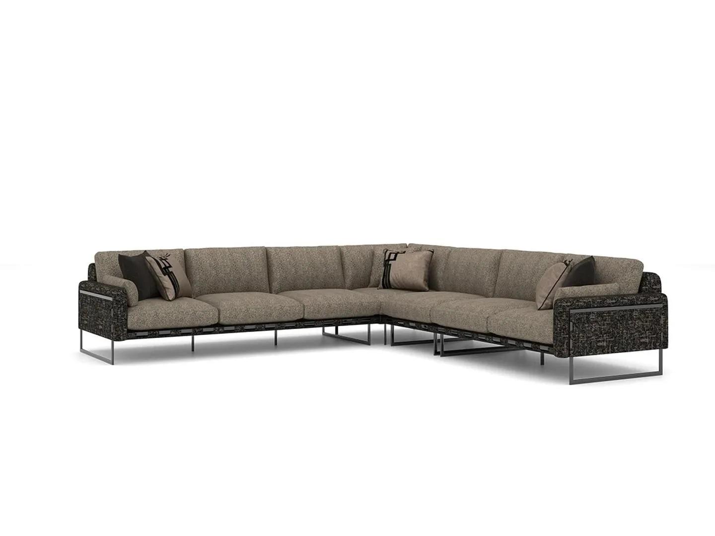 Braun Großes Sofa Wohnzimmer Ecksofa L-Form Couch Luxus Garnitur