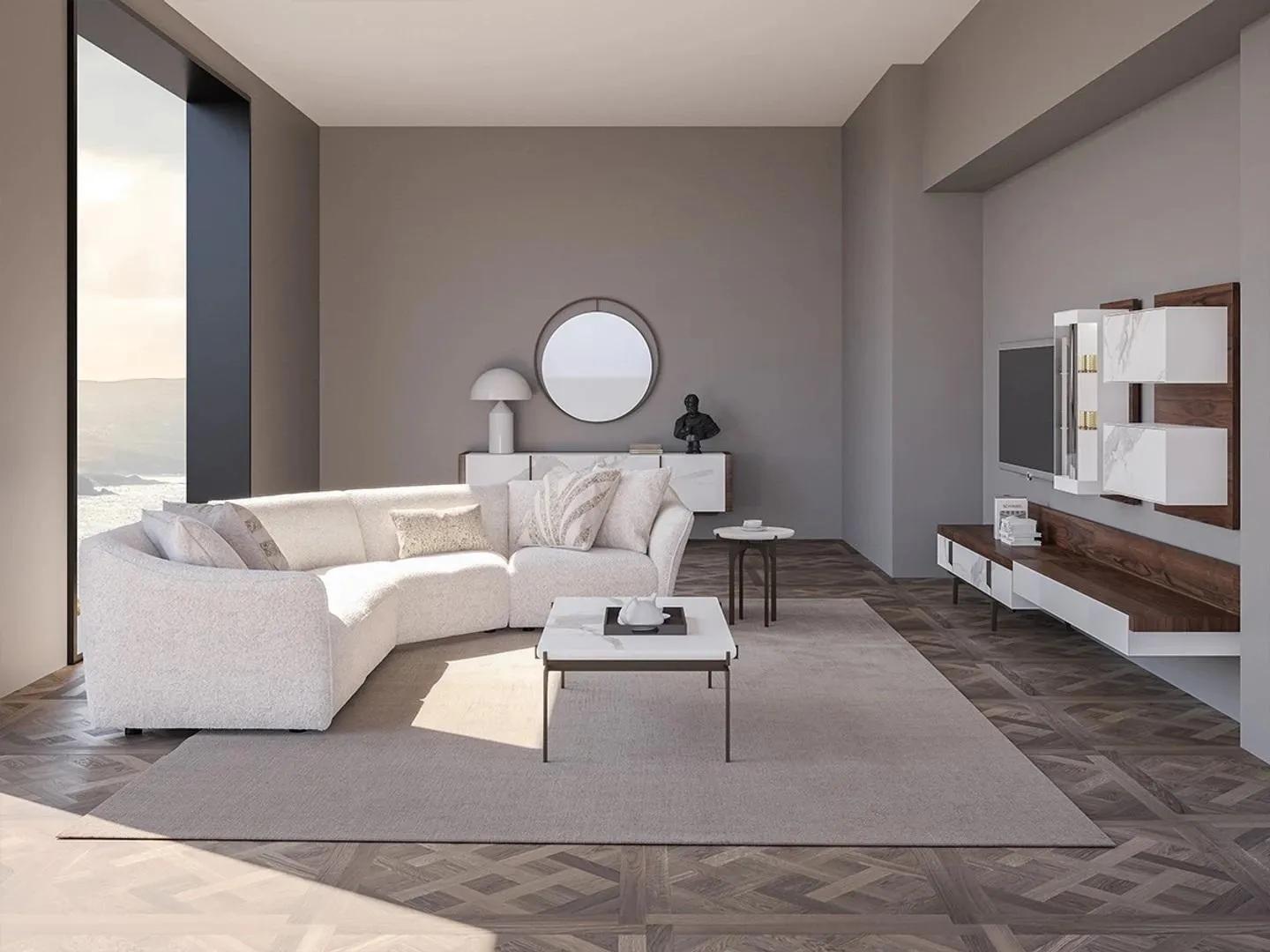 Luxus Garnitur Ecksofa L-Form Wohnzimmer Couchtisch Beistelltisch