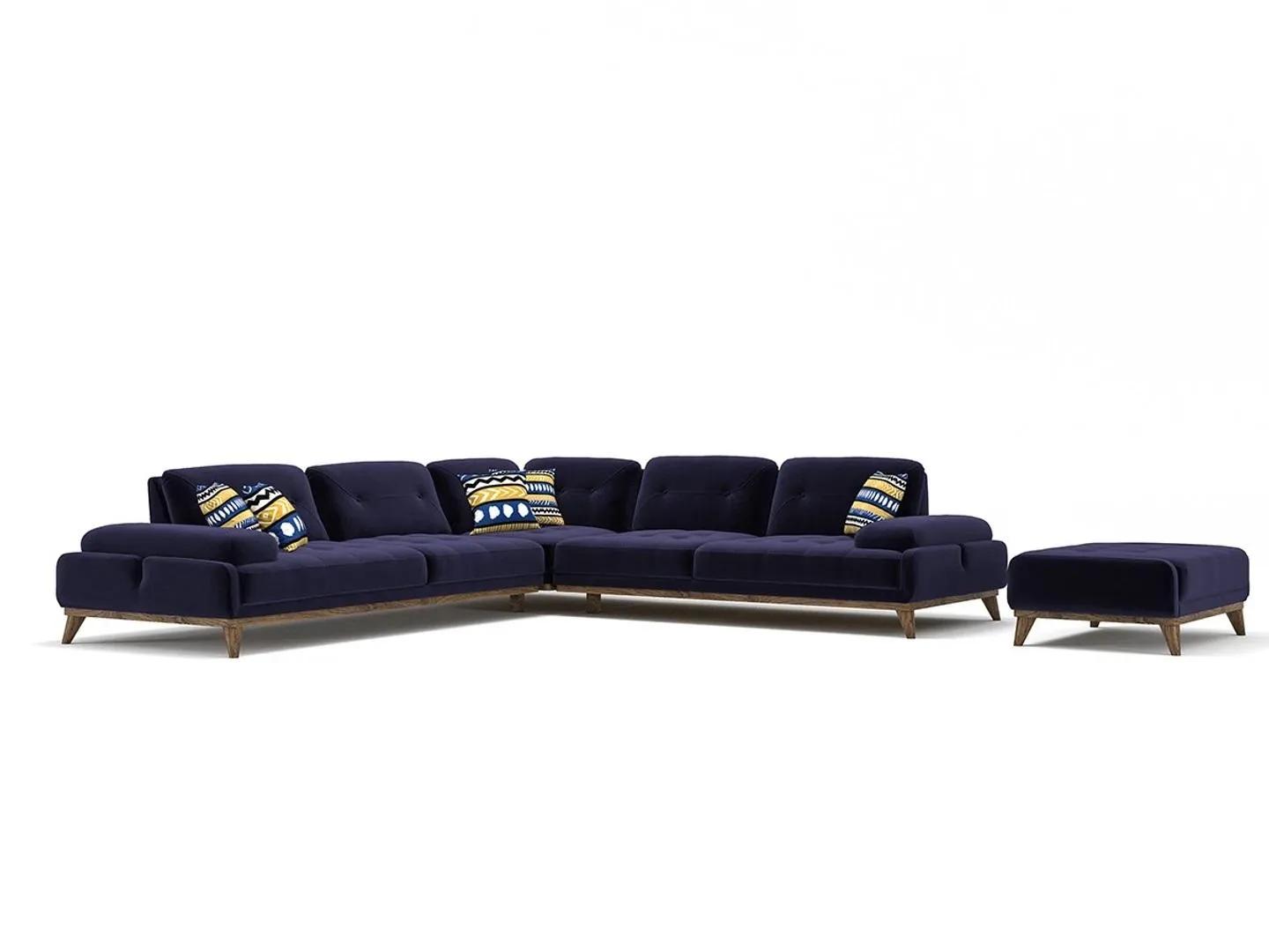 Design Blau Ecksofa L-Form Sitz Polstermöbel Wohnzimmer Couchtisch