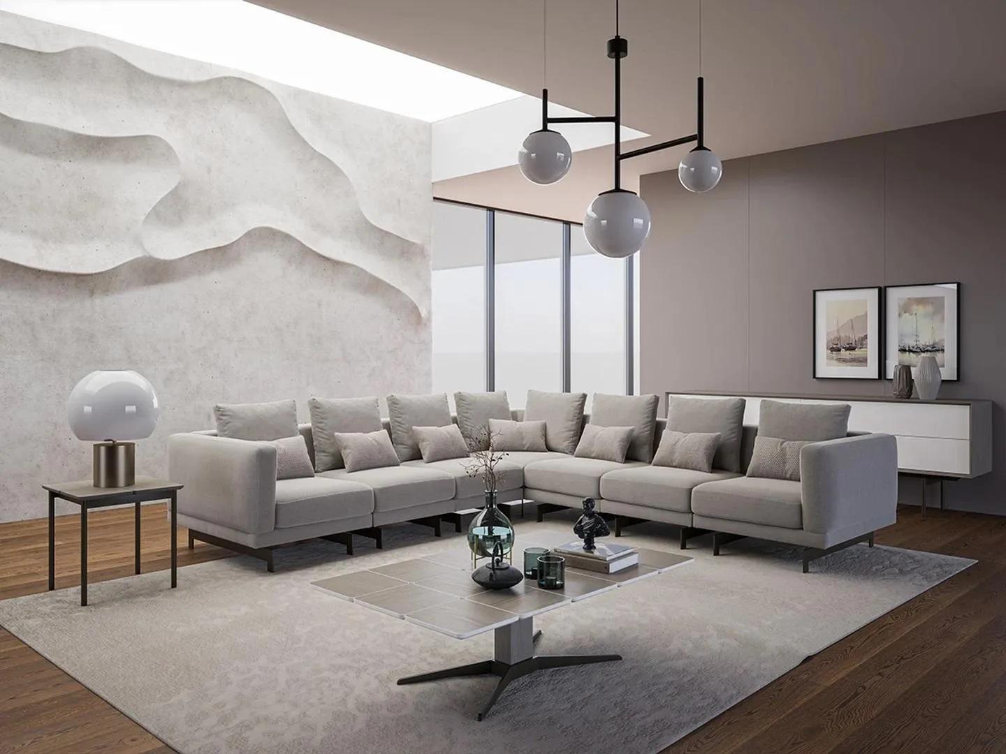 Wohnzimmer Grau Sofa Couch Polstermöbel Polstermöbel Holz Couchtisch