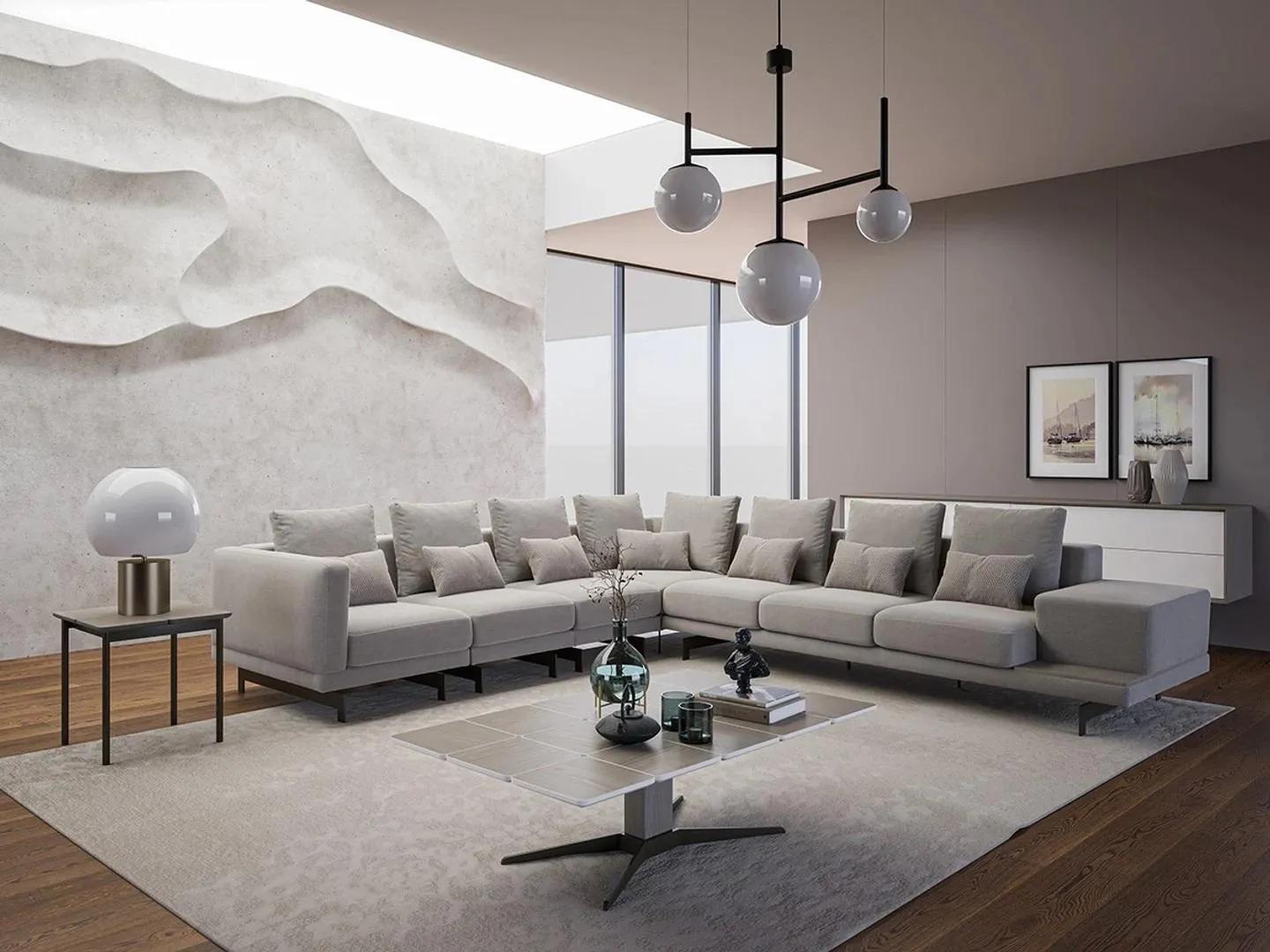 Designer Sofa Couch Ecksofa L-FormTextil Polster Garnitur Wohnzimmer
