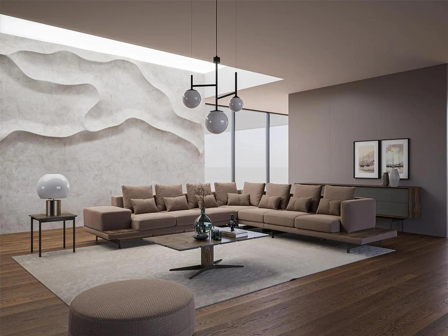 Designer Wohnzimmer Set 3tlg Polstermöbel Ecksofa L-Form Couchtisch