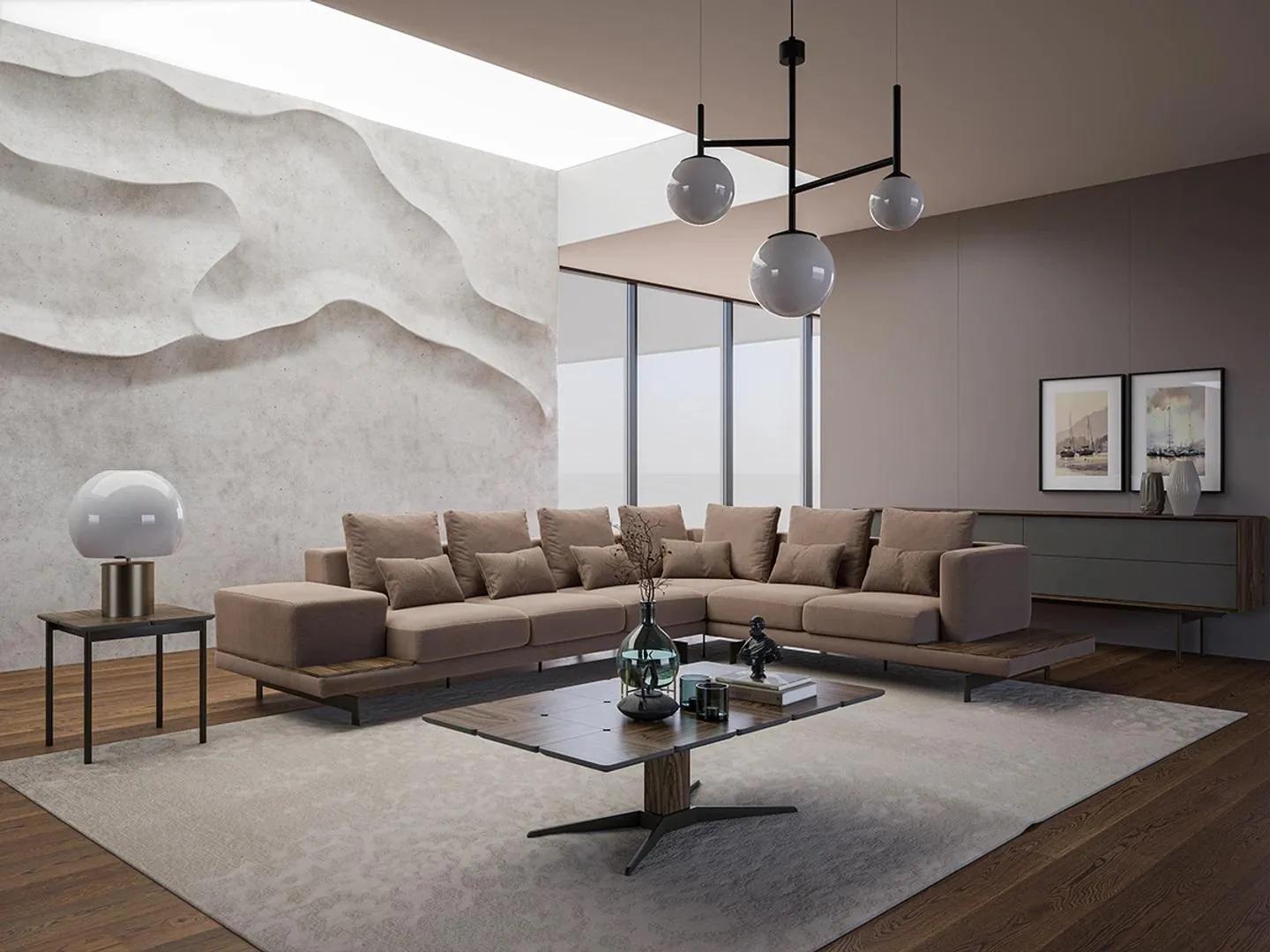 Wohnzimmer Ecksofa L-Form Designer Garnitur Einrichtung Couchtisch