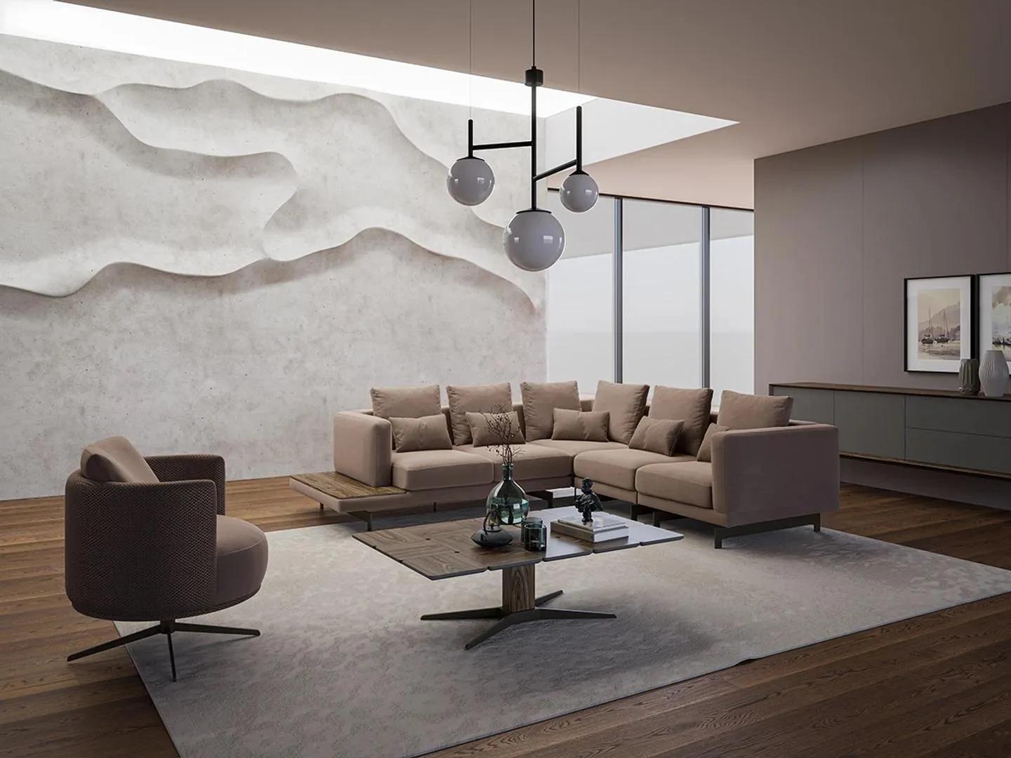 Designer Garnitur Wohnzimmer Set Sofa Couch L-Form mit Couchtisch