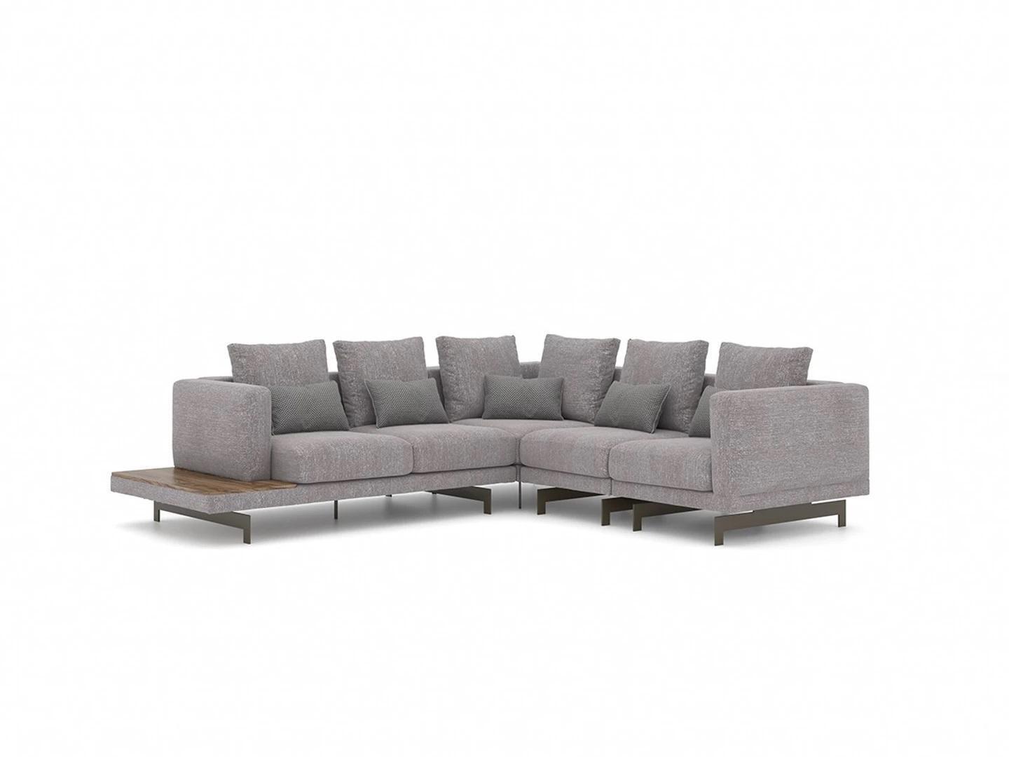 Sofa Couch L-Form Designer Grau Ecksofa Textil Luxus Wohnzimmer Einrichtung