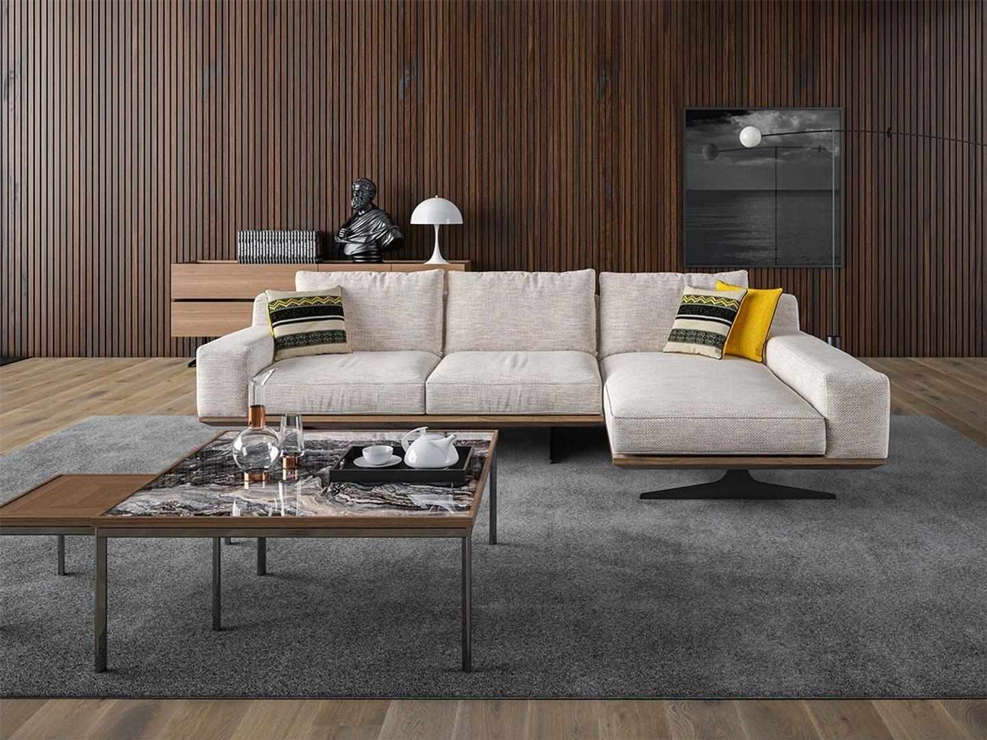 Designer Luxus Textil Polstersofa L-Form Wohnzimmer 2x Couchtisch Einrichtung