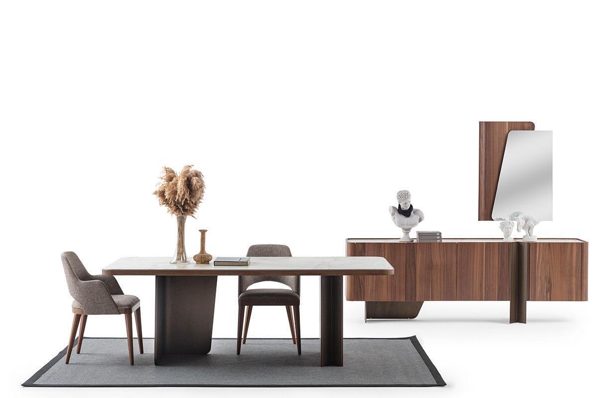 Esszimmer 7tlg Modern Set Esstisch Sideboard Buffet Spiegel Stühle