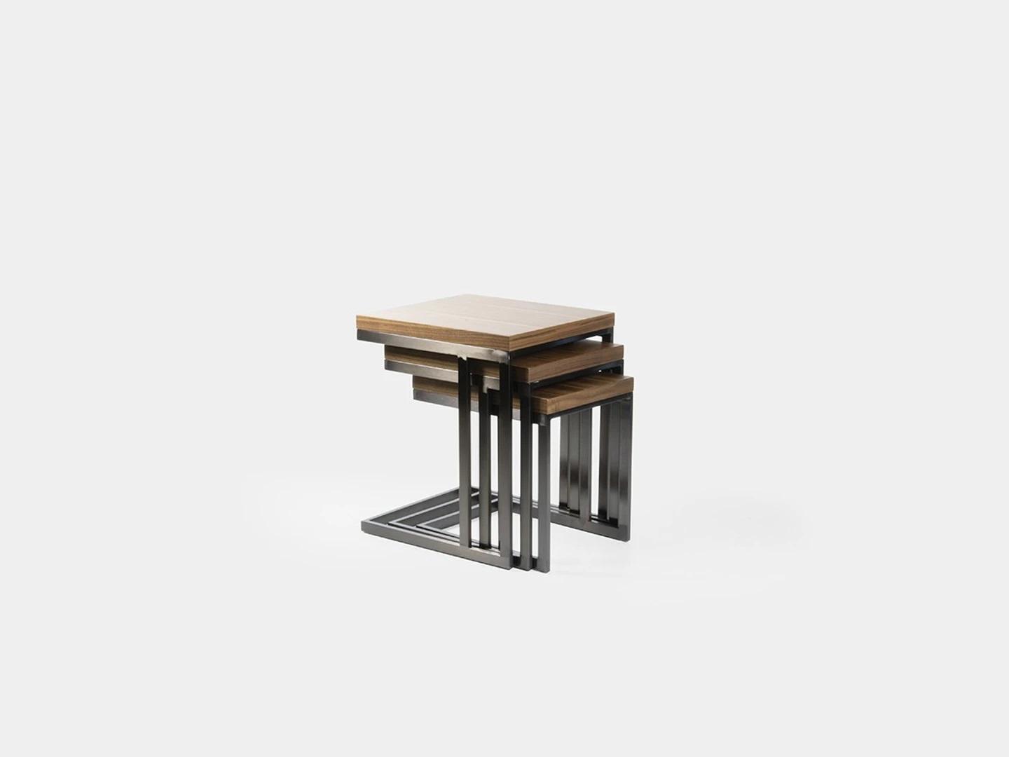 Wohnzimmer 3x Beisteltisch Luxus Holz Tisch Edelstahl Design Möbel Einrichtung