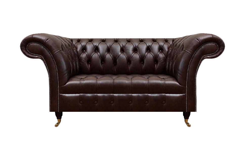 Braunes Chesterfield Ledersofa Designer Kunstledercouchen Zweisitzer