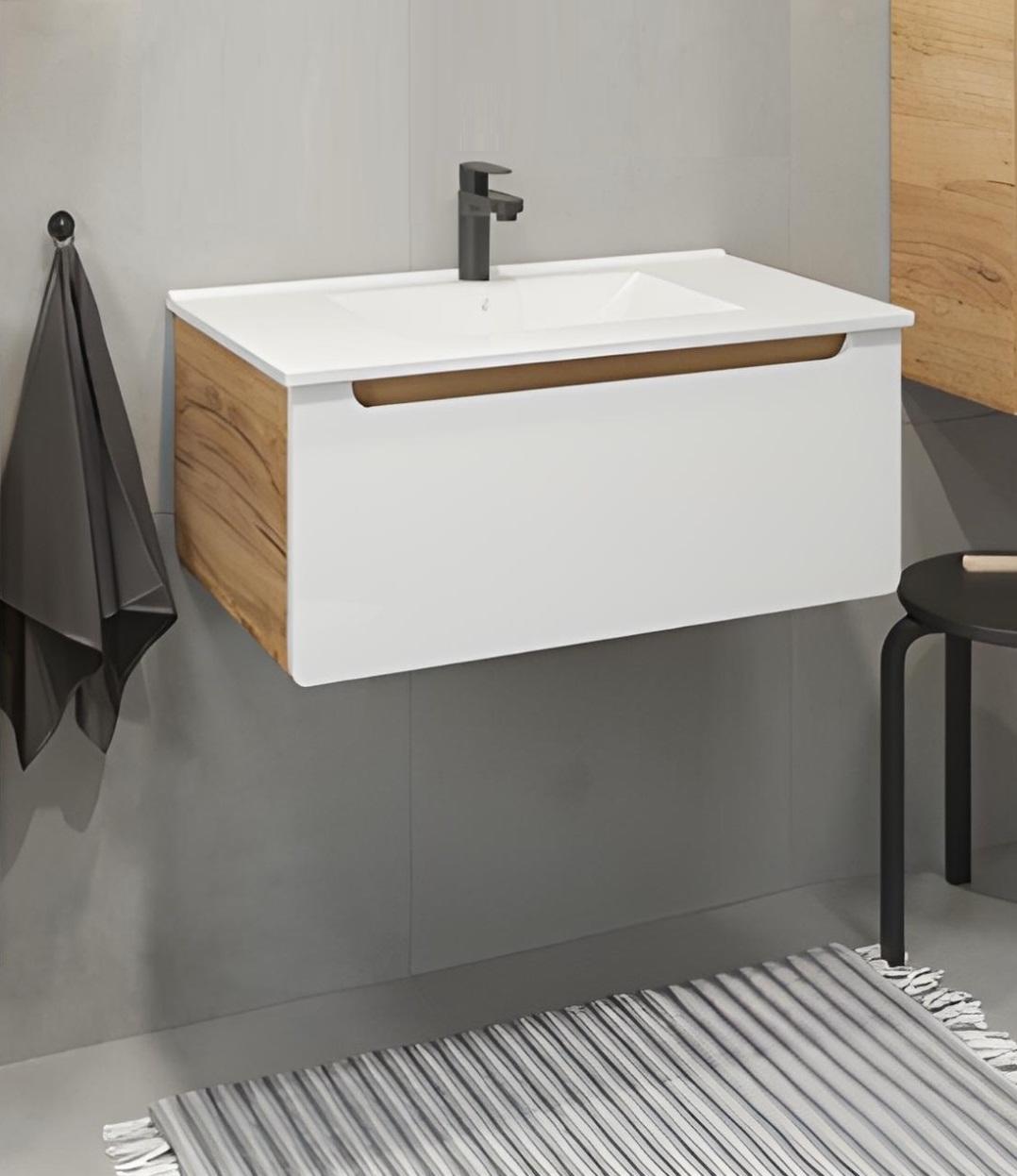 Design Badezimmer Set 2tlg Hängendes Waschbeckenschrank Keramik Waschbecken