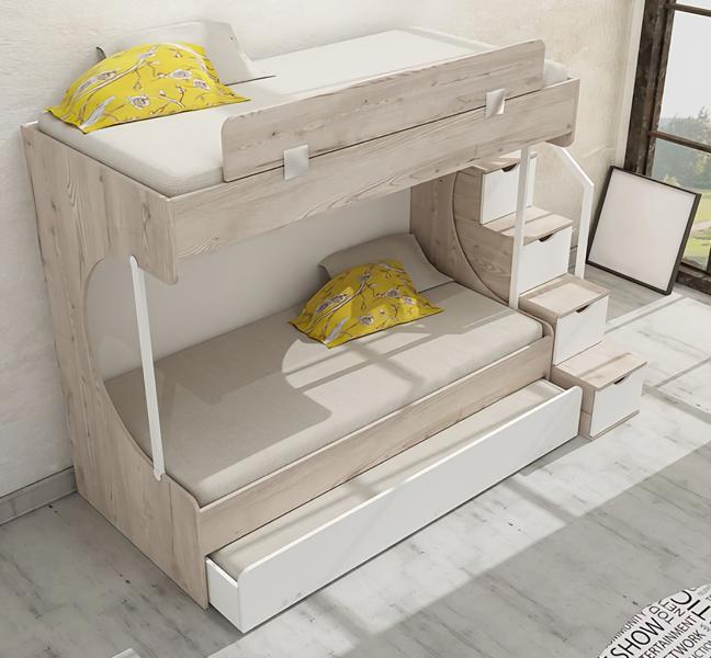 Etagenbett Holz Stauraum Praktische Stufen Kinderzimmer Möbel Weiß Design