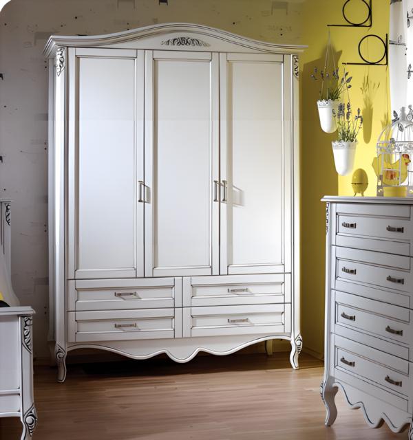 Weißer Holz-Kleiderschrank im eleganten Design