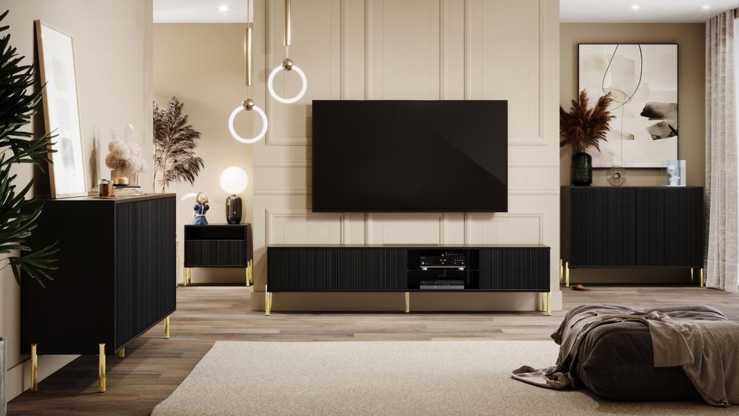 Designer Wohnzimmer Wohnwand TV-Lowboard Möbel Sideboard Beistelltisch Set