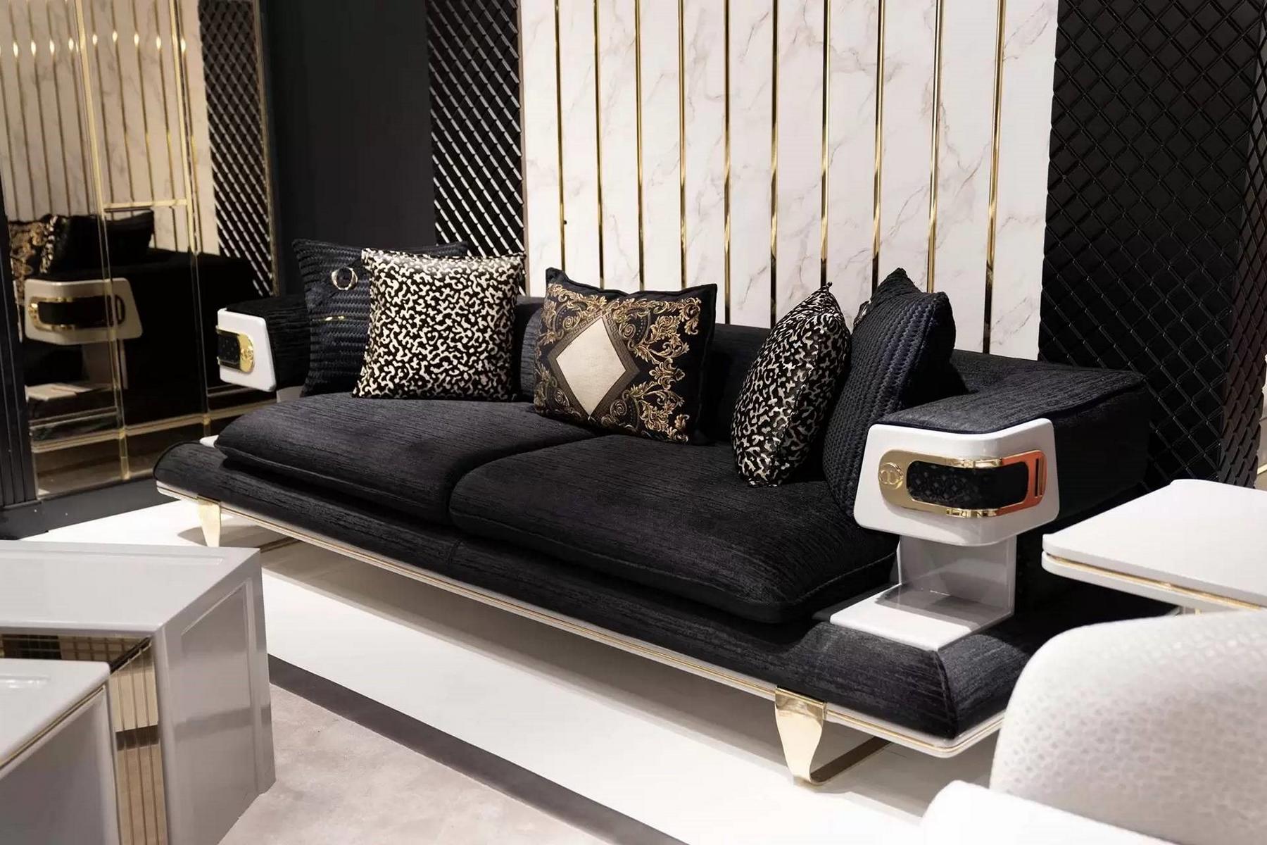 Elegantes schwarzes Stoffsofa im modernen Design