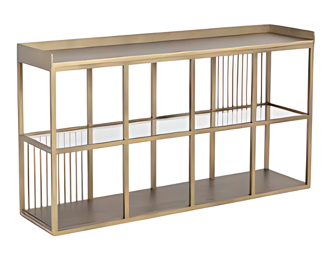 Konsolentisch Regal Offene Kommode 140x80cm Schrank Metall Glas