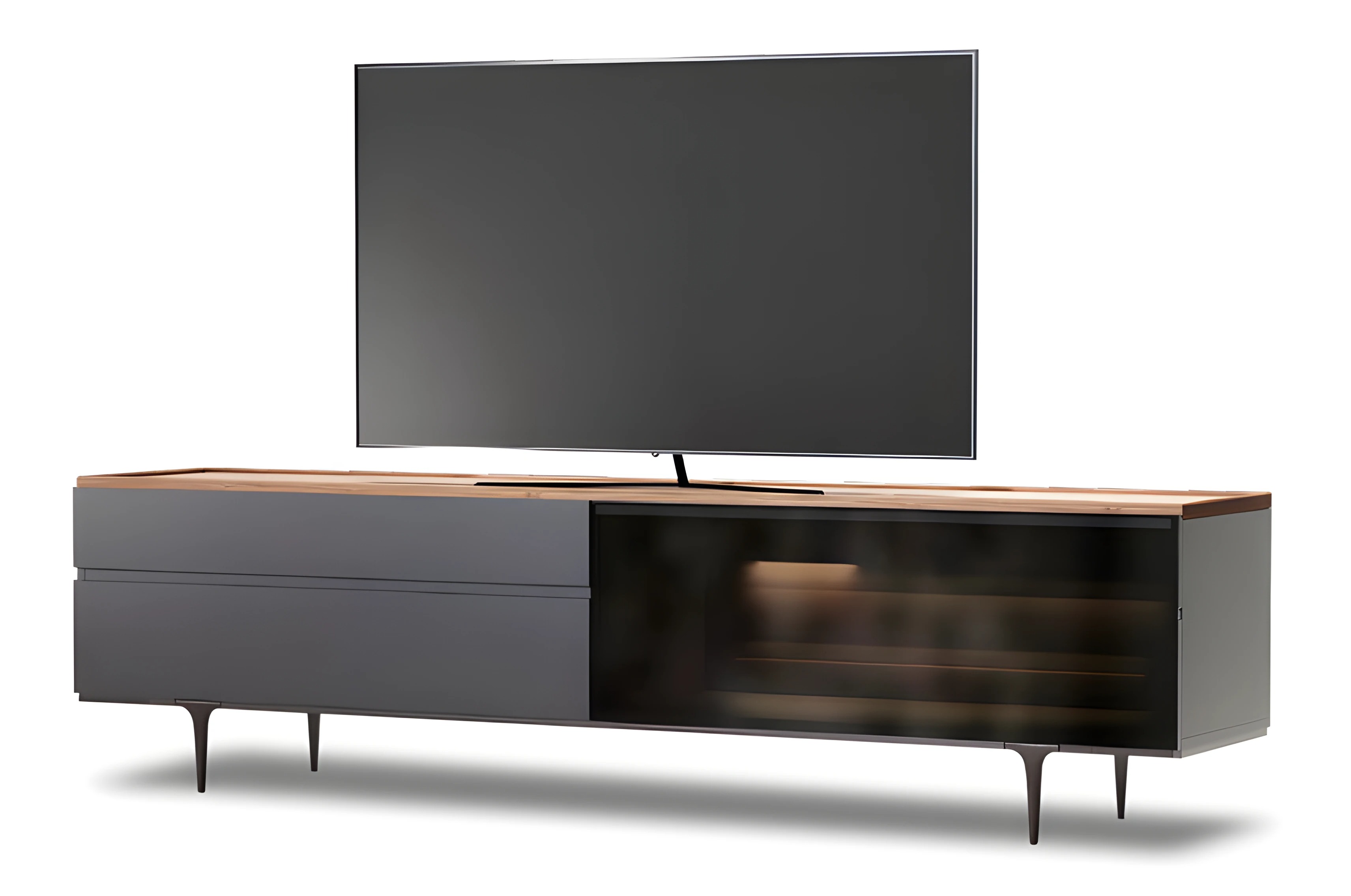 Elegantes braunes Holz Lowboard für Fernseher und Multimedia