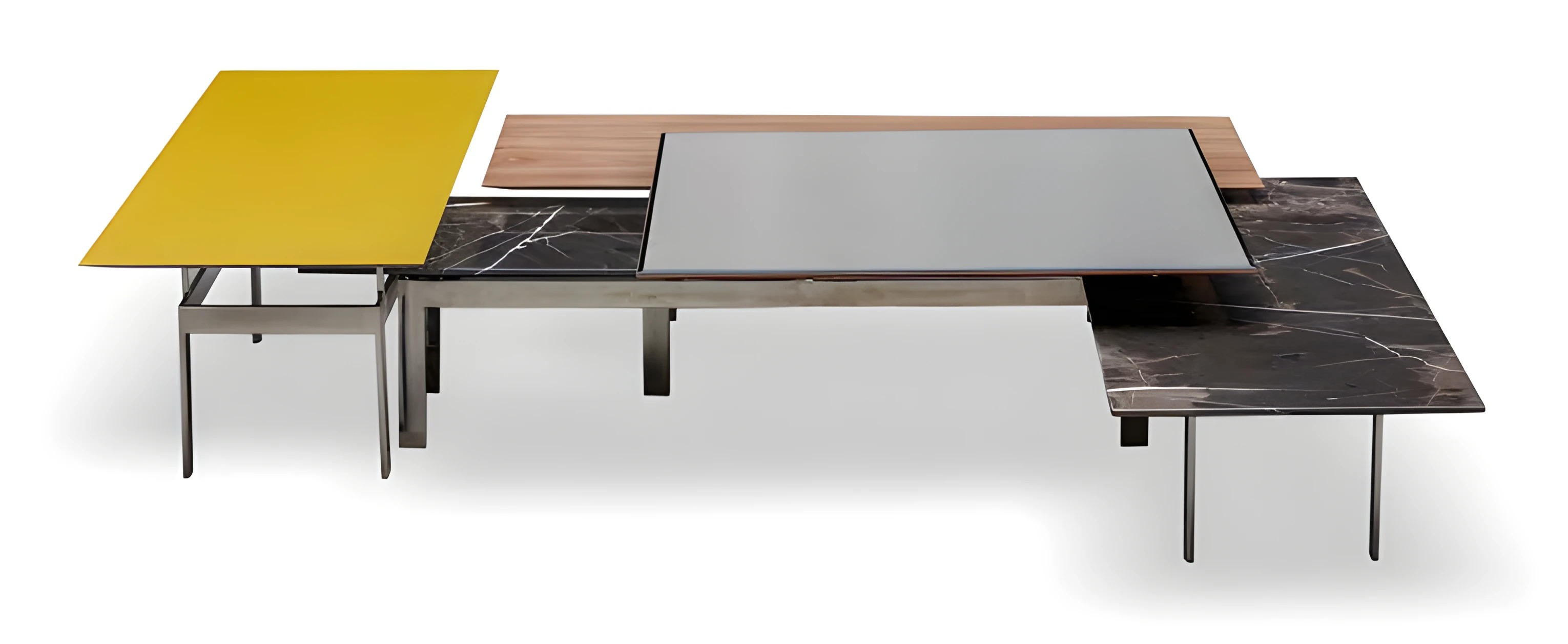 Moderner grauer Couchtisch aus Metall im eleganten Design