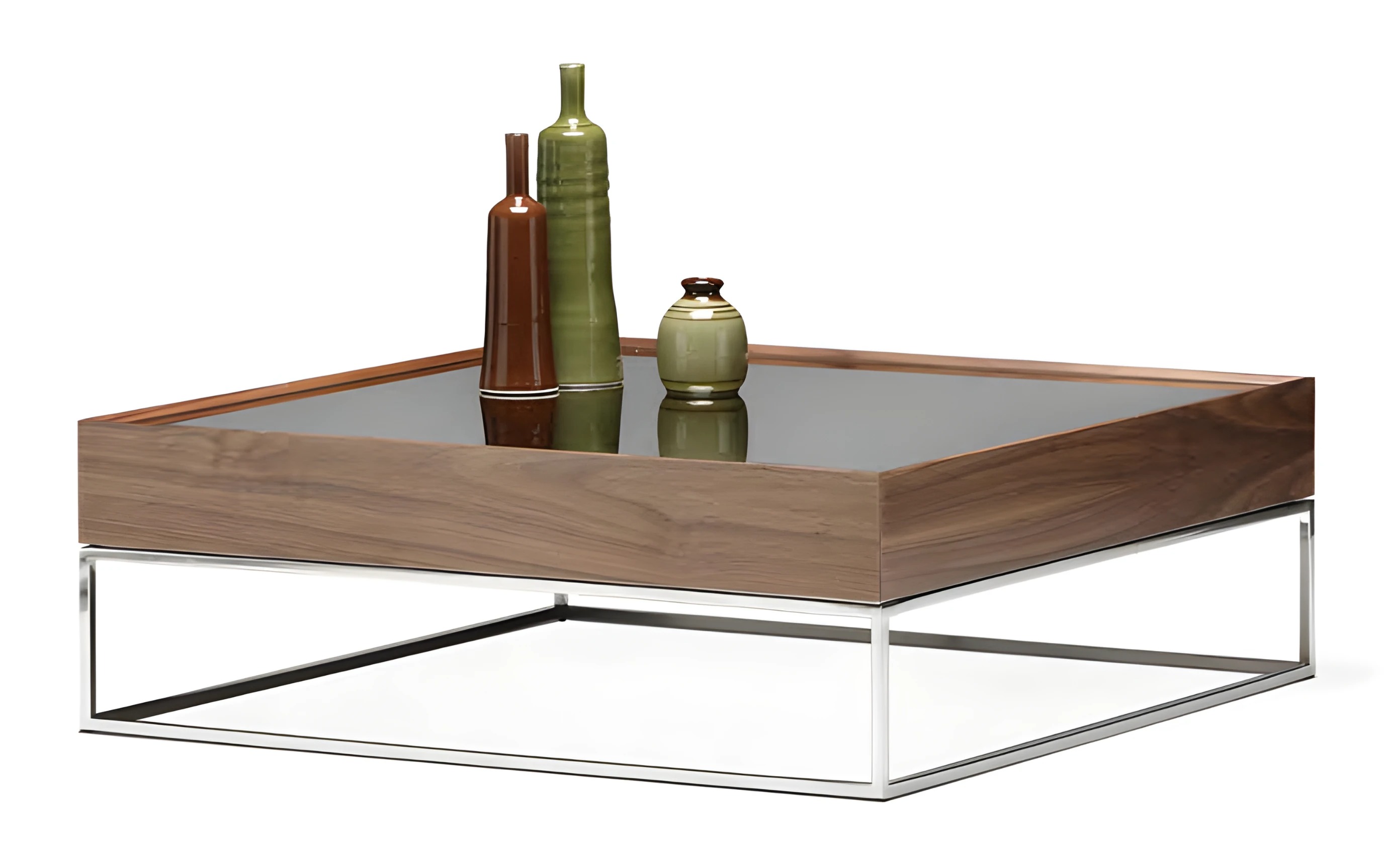 Moderner Couchtisch aus Holz und Metall in Braun