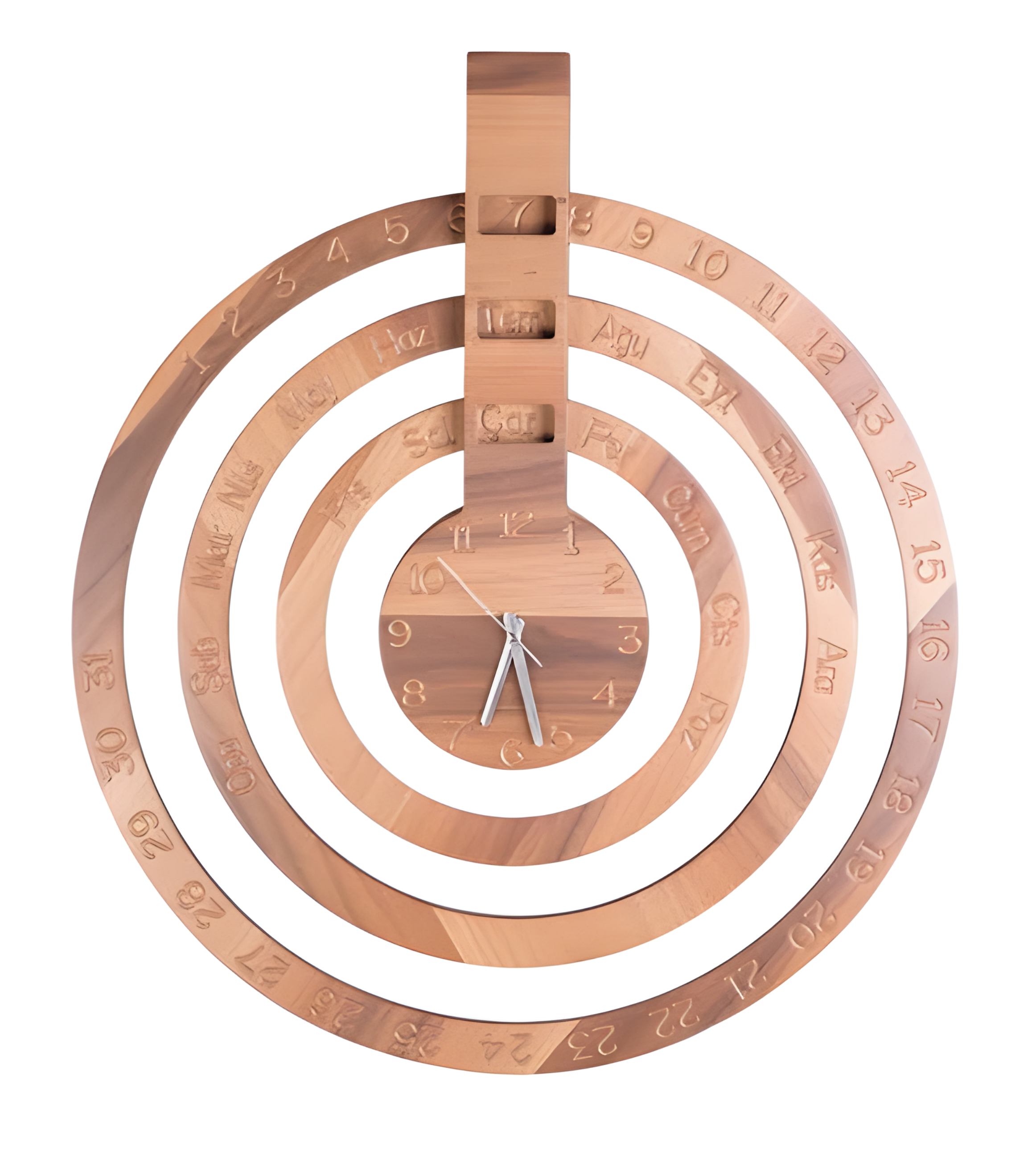 Moderne Wanduhr aus Holz in Beige, elegantes minimalistisches Design