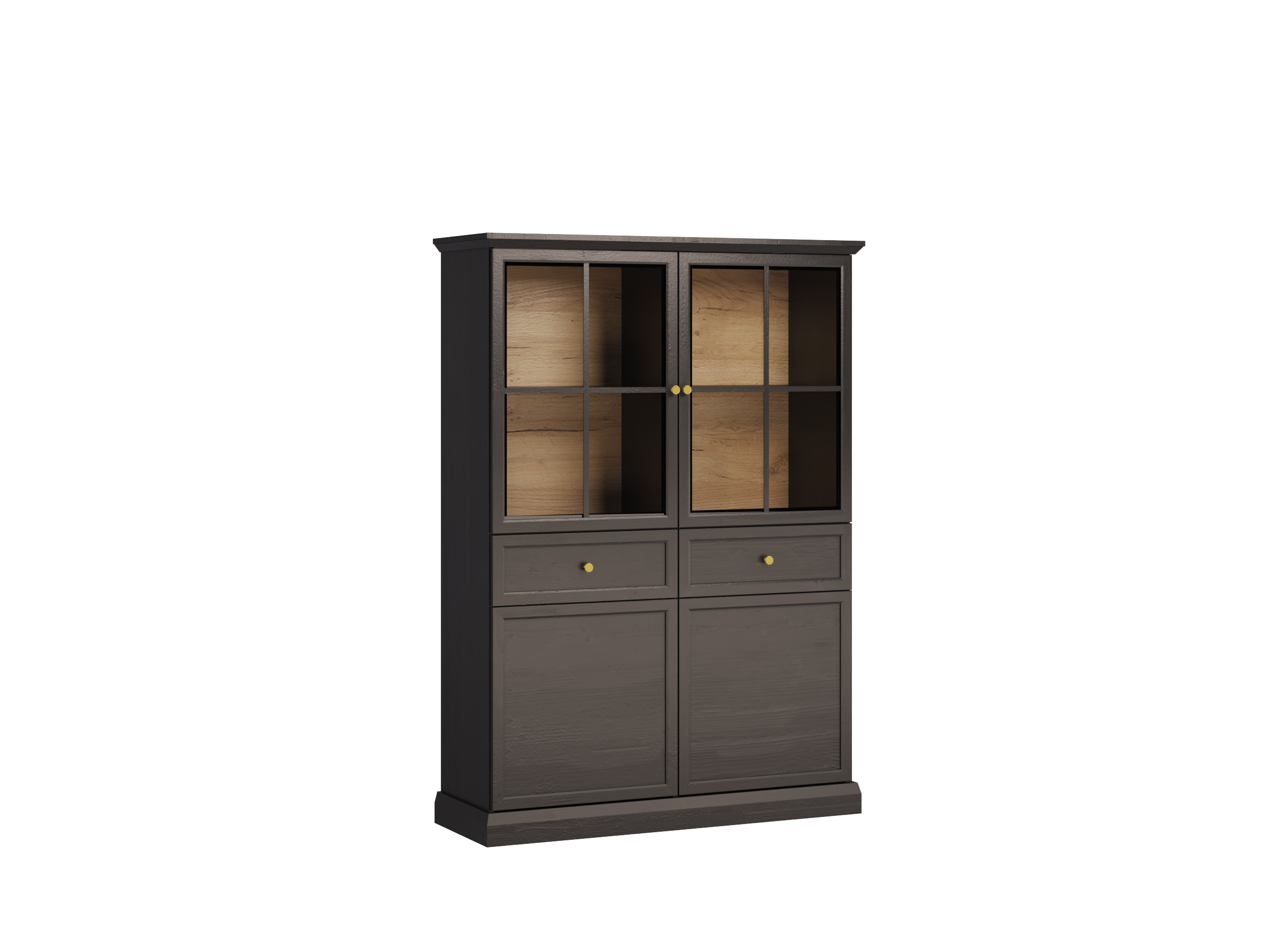 Buffetschrank Vitrinenschrank Küchenanrichte Glasvitrine 2 Schubladen