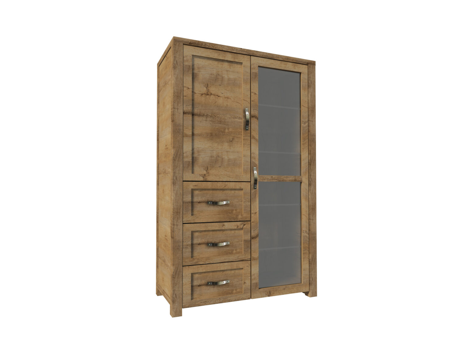 Vitrinenschrank aus Holz in Braun modern eleganter Stil
