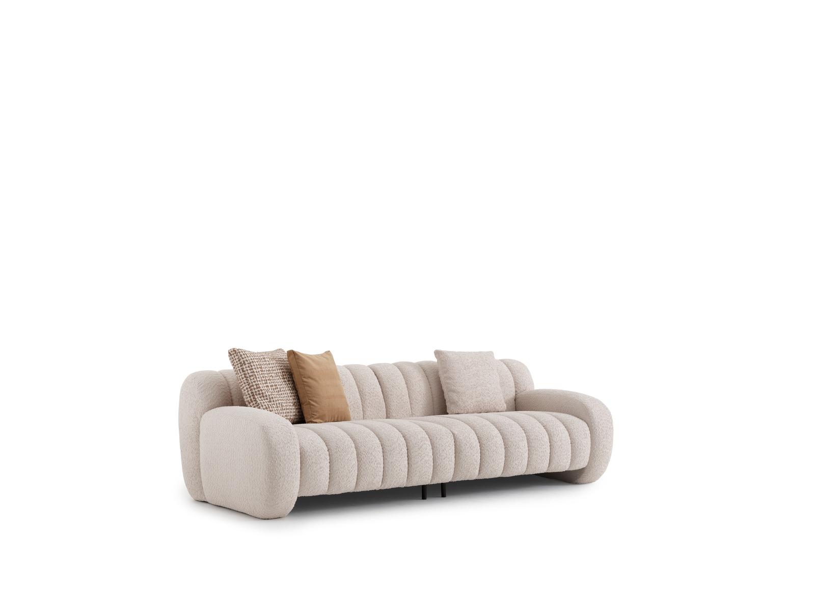 Modern beige Textil 3-Sitzer-Sofa aus Holz