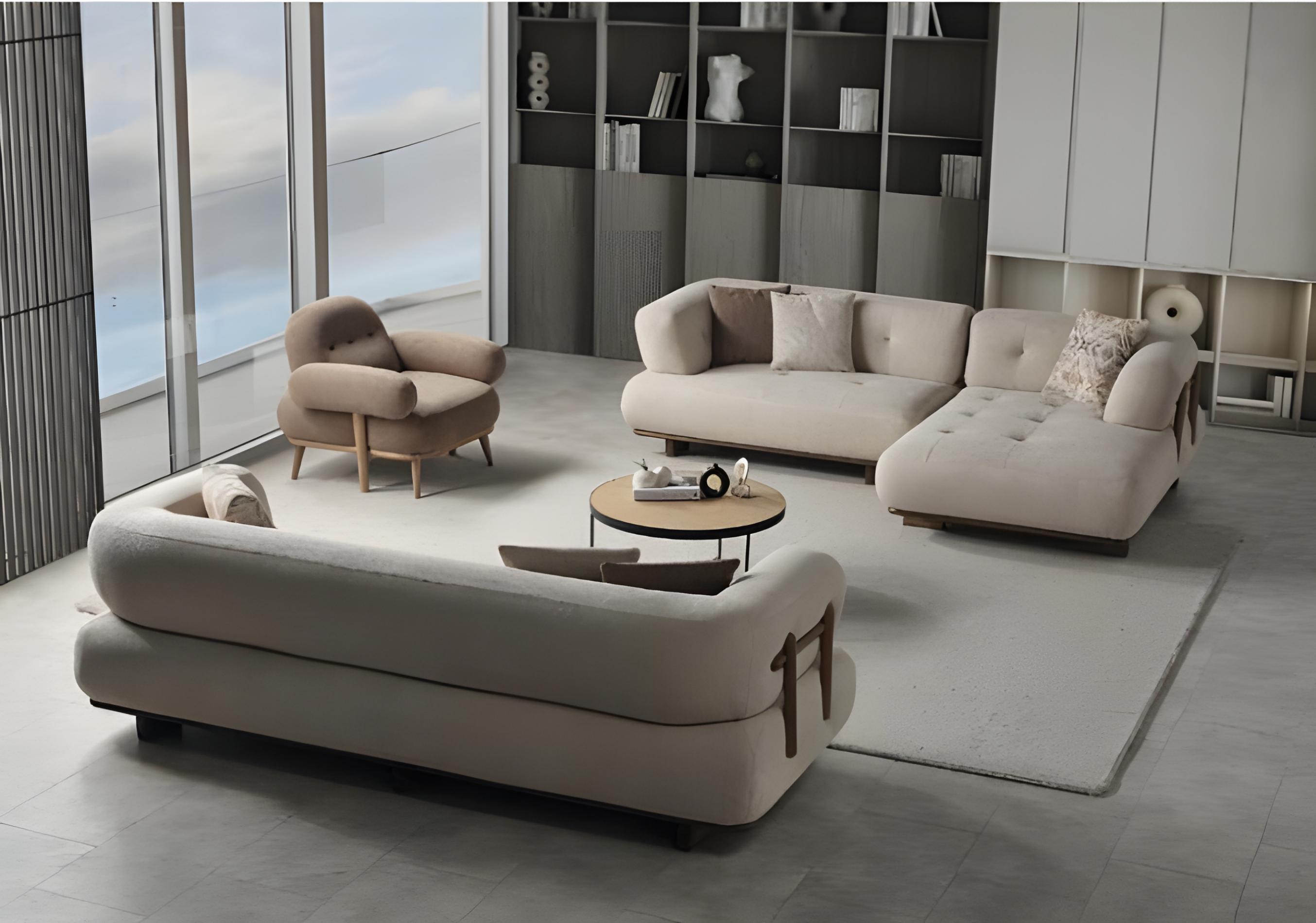 Multifunktionale Sofagarnitur: Dreisitzer-Sofa, Ecksofa und stilvoller Sessel