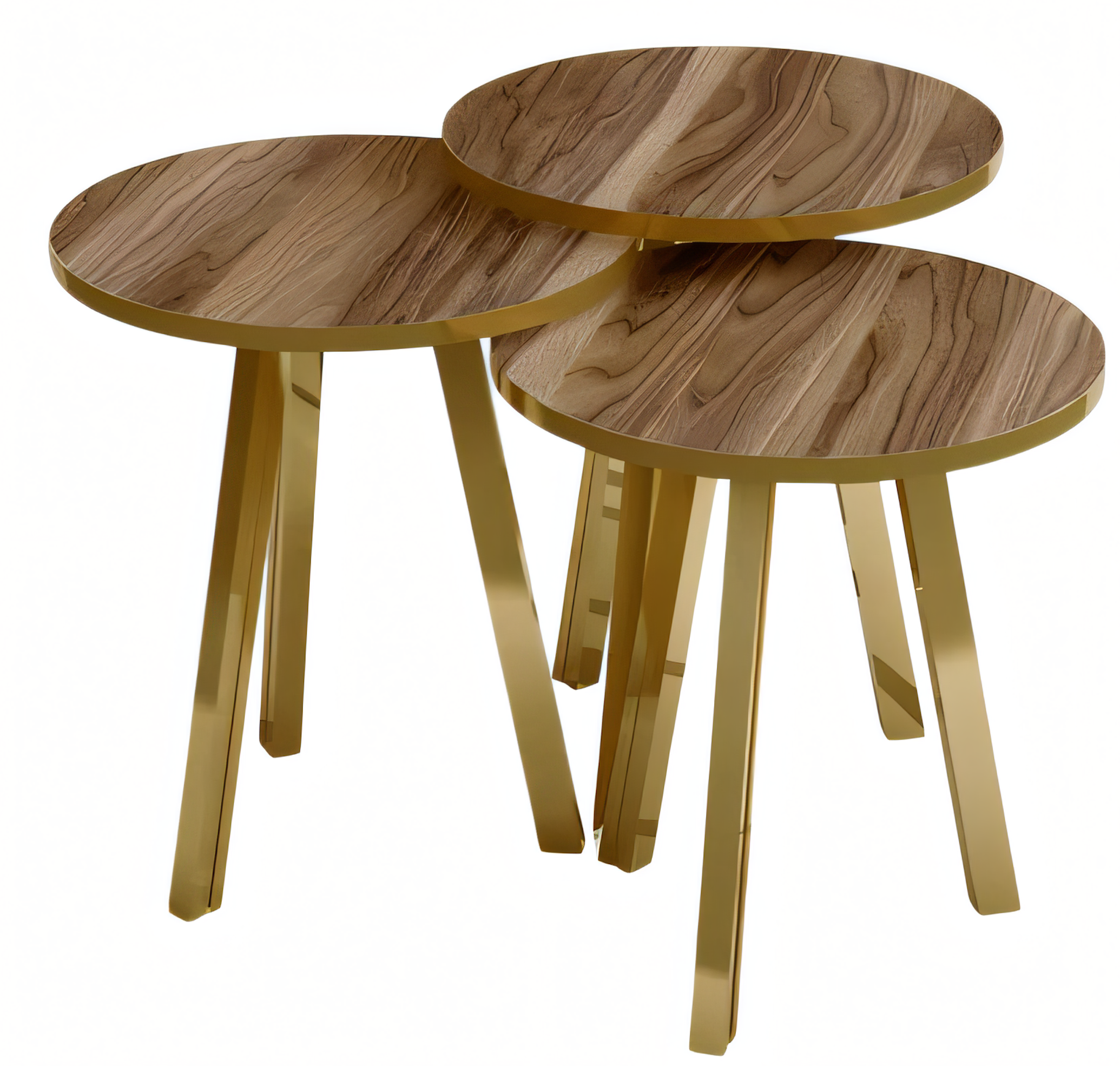 Elegantes braunes Couchtisch-Set aus Holz und Metall