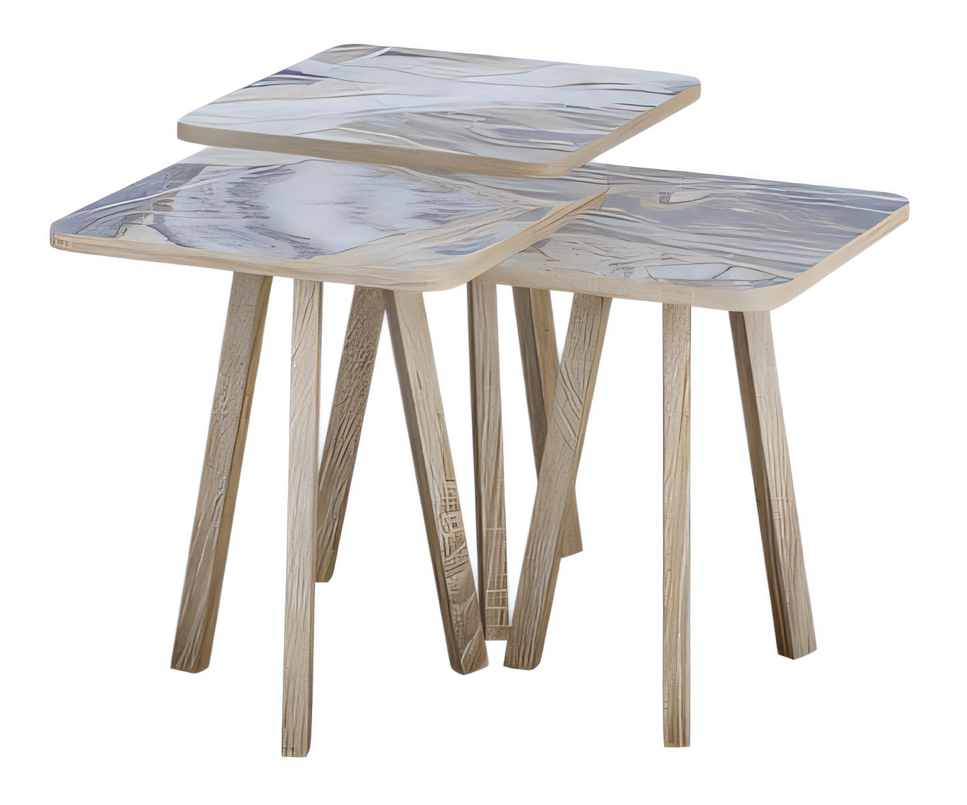 Moderner grauer Holz-Couchtisch-Set mit klaren Linien