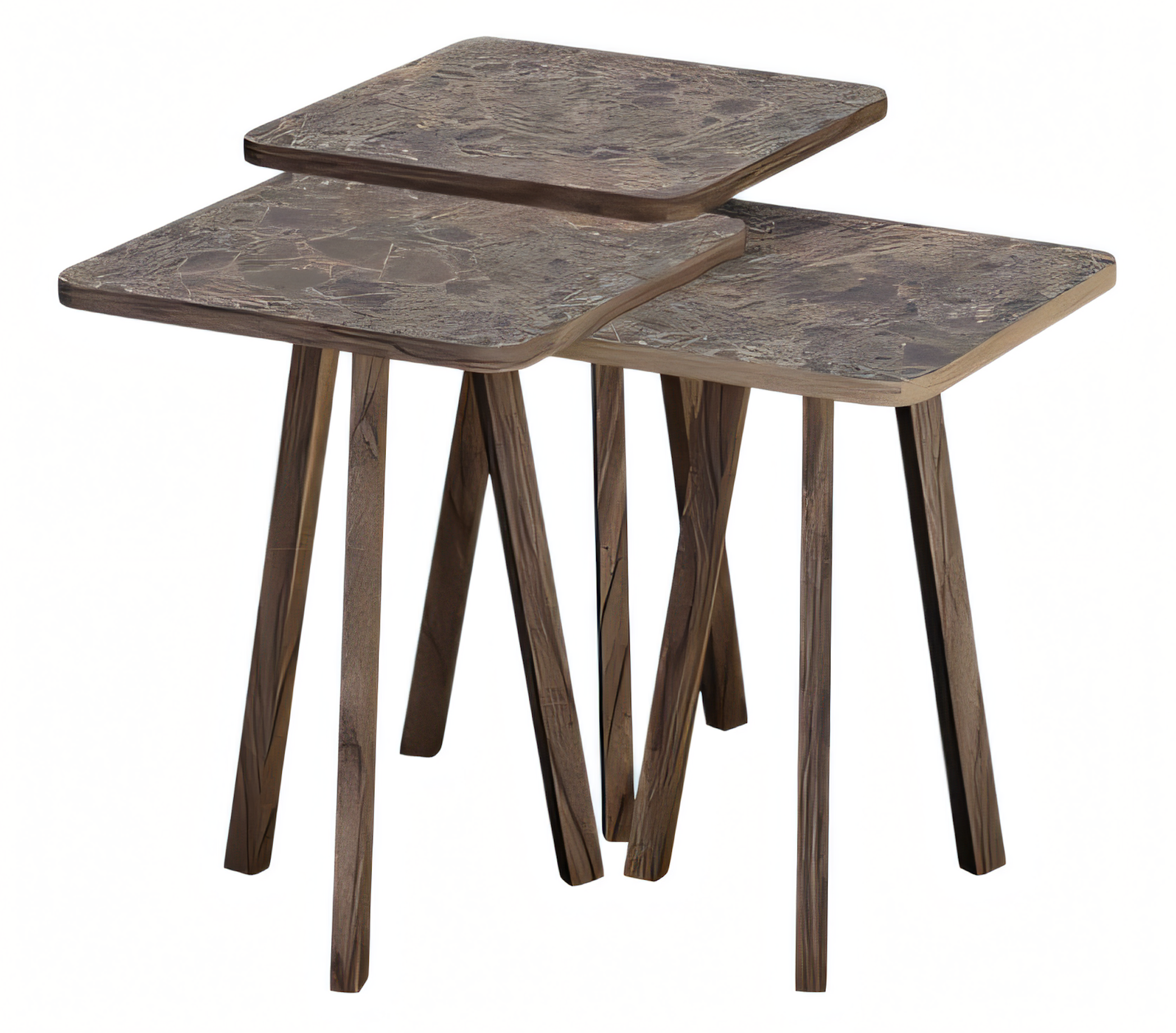 Elegantes braunes Holz Couchtisch-Set im modernen Design