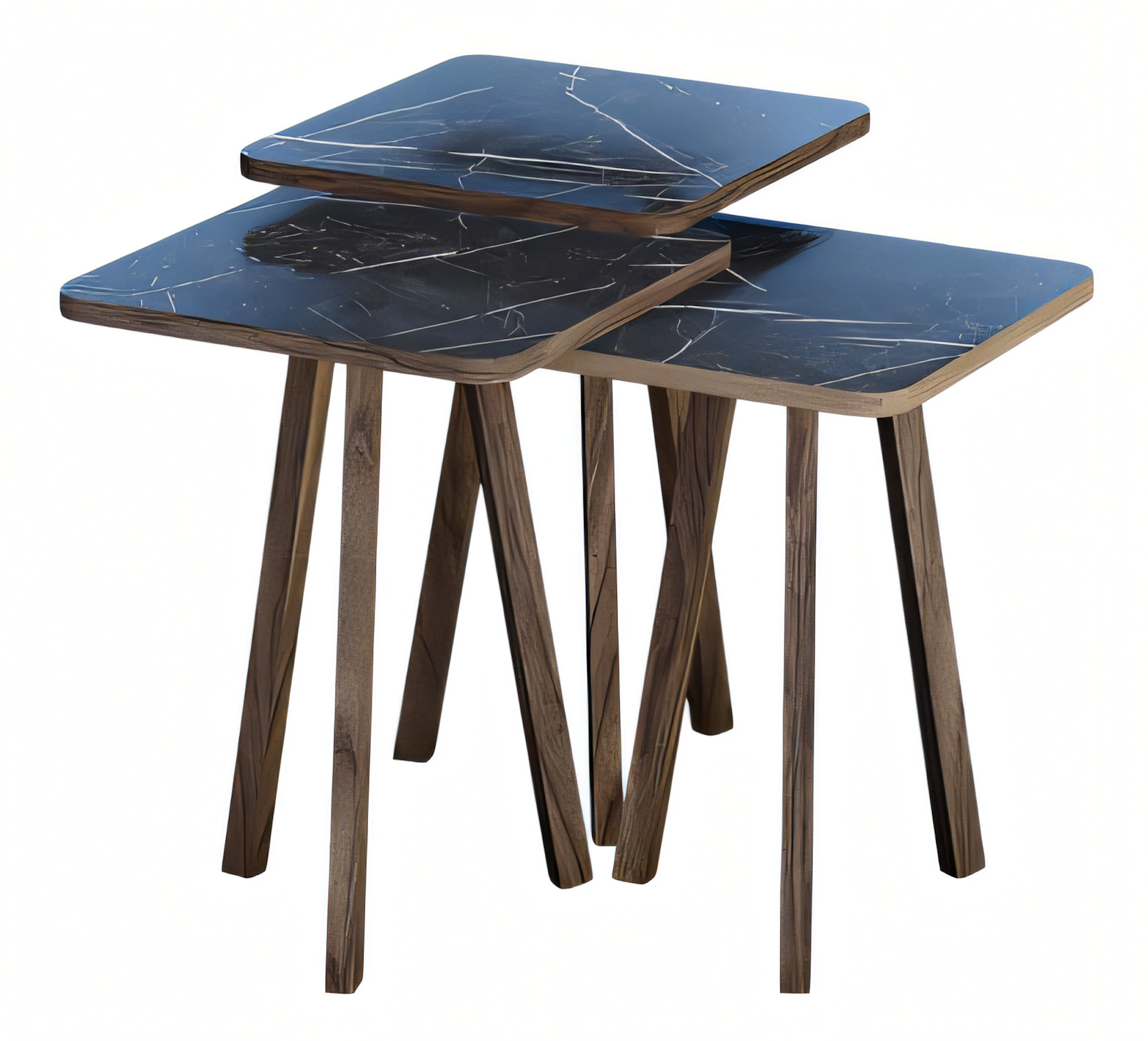 Elegantes schwarzes Couchtisch-Set aus Holz im modernen Stil