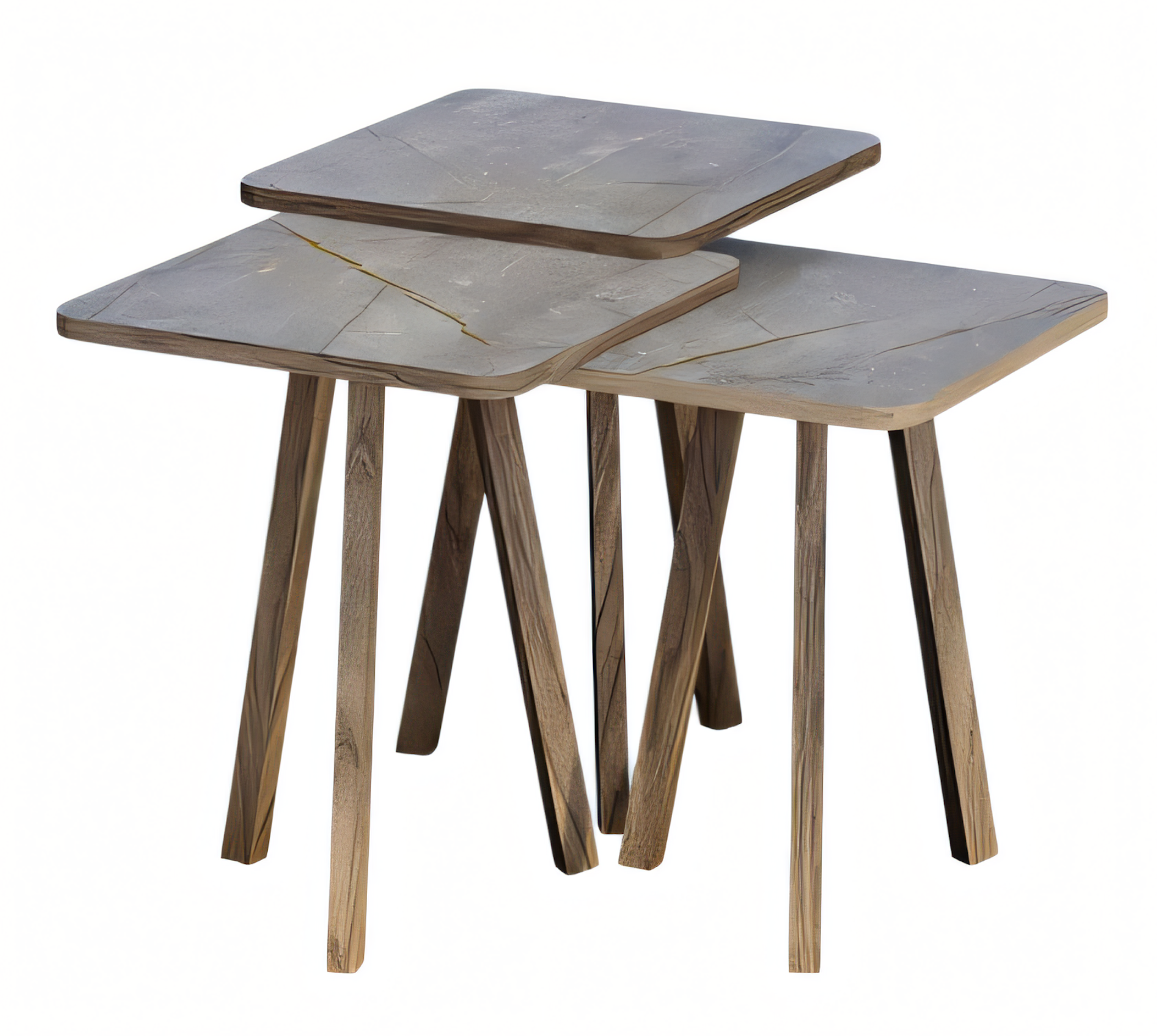 Grauer Holz Couchtisch-Set Modern Elegant