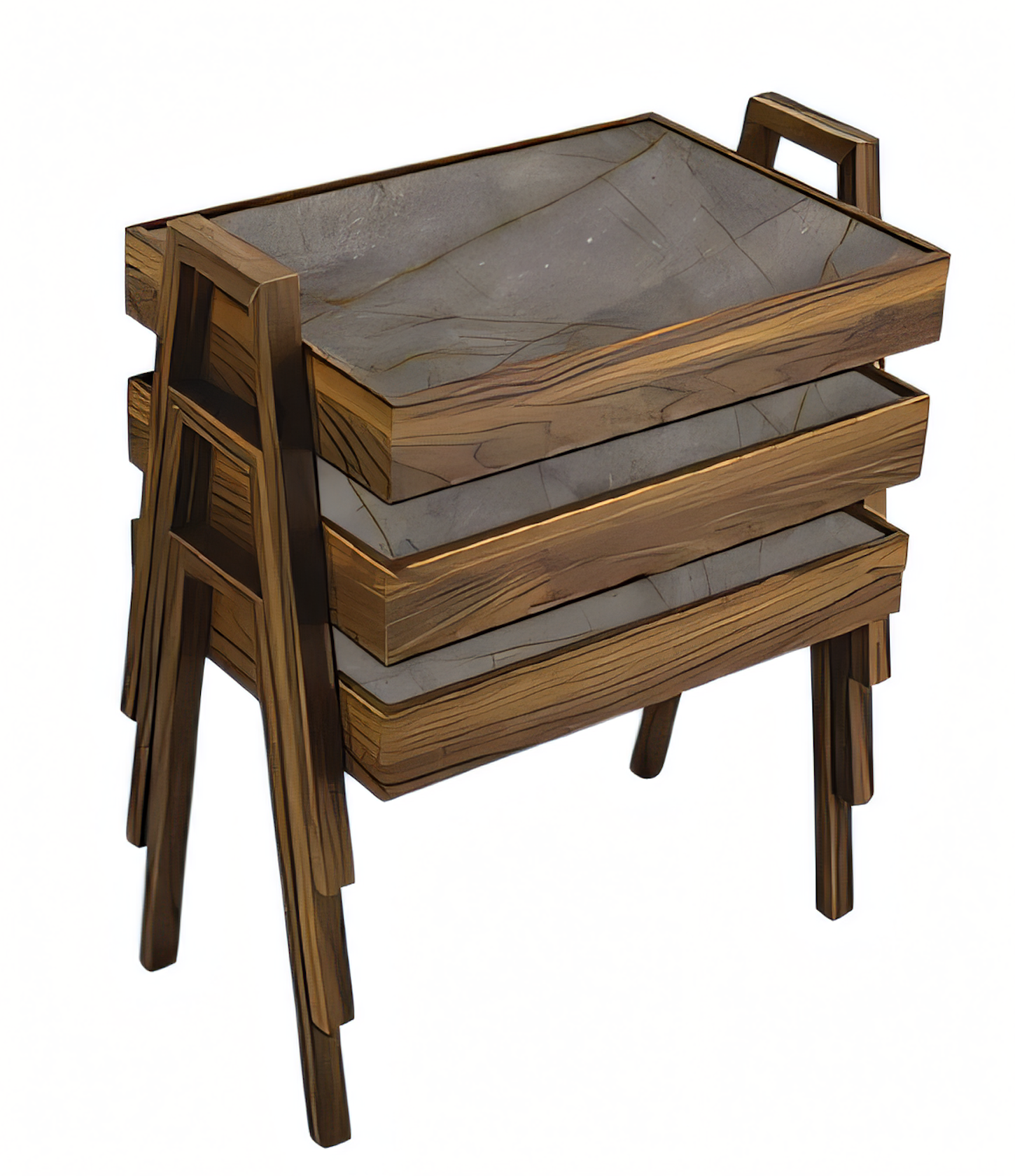 Elegantes braunes Holz Couchtisch-Set im modernen Design